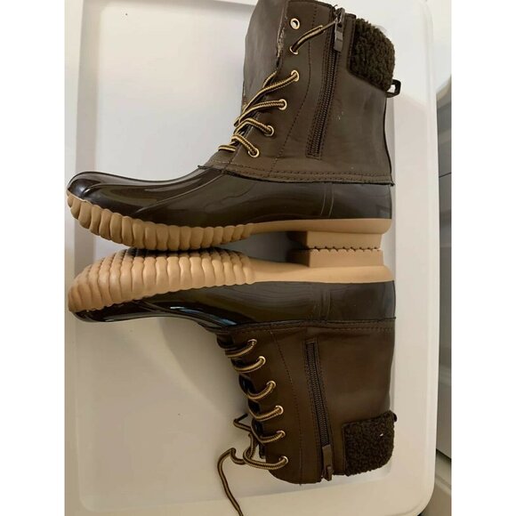 H2K Woman’s Duck Boots Shoes Sz 10 Brown Zip Lace-up waterproof - Picture 6 of 10